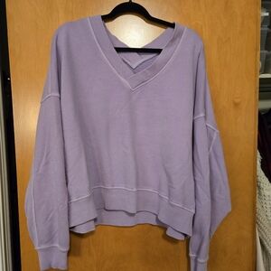 Aerie V-neck Crewneck, XL, Light Purple
